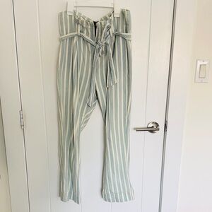 FRAME DENIM STRIPED PAPERBAG TIE PANTS
